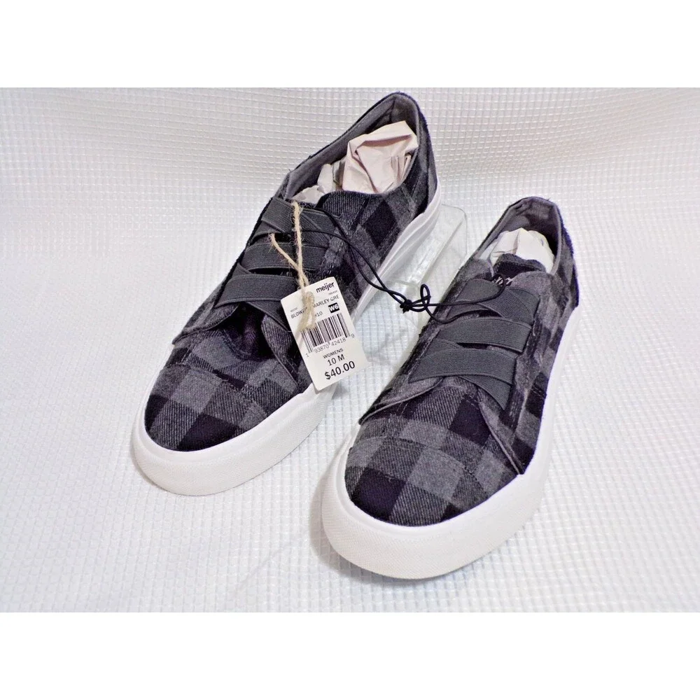 Blowfish Checkered Women's Loafers Gray & Black w/White Soles Size 10M Slip On's
